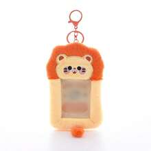 1个超可爱透明卡通毛绒卡套，ins风毛绒卡通卡套，3英寸照片星星卡片展示吊坠，多功能，可用于身份证、工作证、学生证、教师证、病假条等。