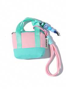 迷你粉彩手提包收纳袋，拉链封口 - 轻便女士钱包，腕带，透明，可收纳耳机、化妆品、硬币、卡片 - 日常必备收纳袋，卡包，圆柱形小包，小巧设计 - 彩色 - 查看 16