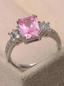 1 PC Elegant Cubic Zirconia Ring For Women For Wedding Engagement Anniversary Party Jewelry Valentine's Day Gift - 1# - View 2