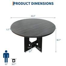 CuisinSmart 43.3 Inch Round Dining Table For 4,Farmhouse Kitchen Table W/Sturdy Base,Wooden CircleTable For Dining Room, Office,Apartment,Easy Assembly - màu đen - Xem 2