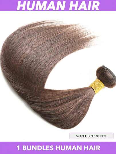 8A级直发发束，18英寸巴西真人发束，未经加工的处女发，直发编织，8-22英寸，巧克力棕色，4号色