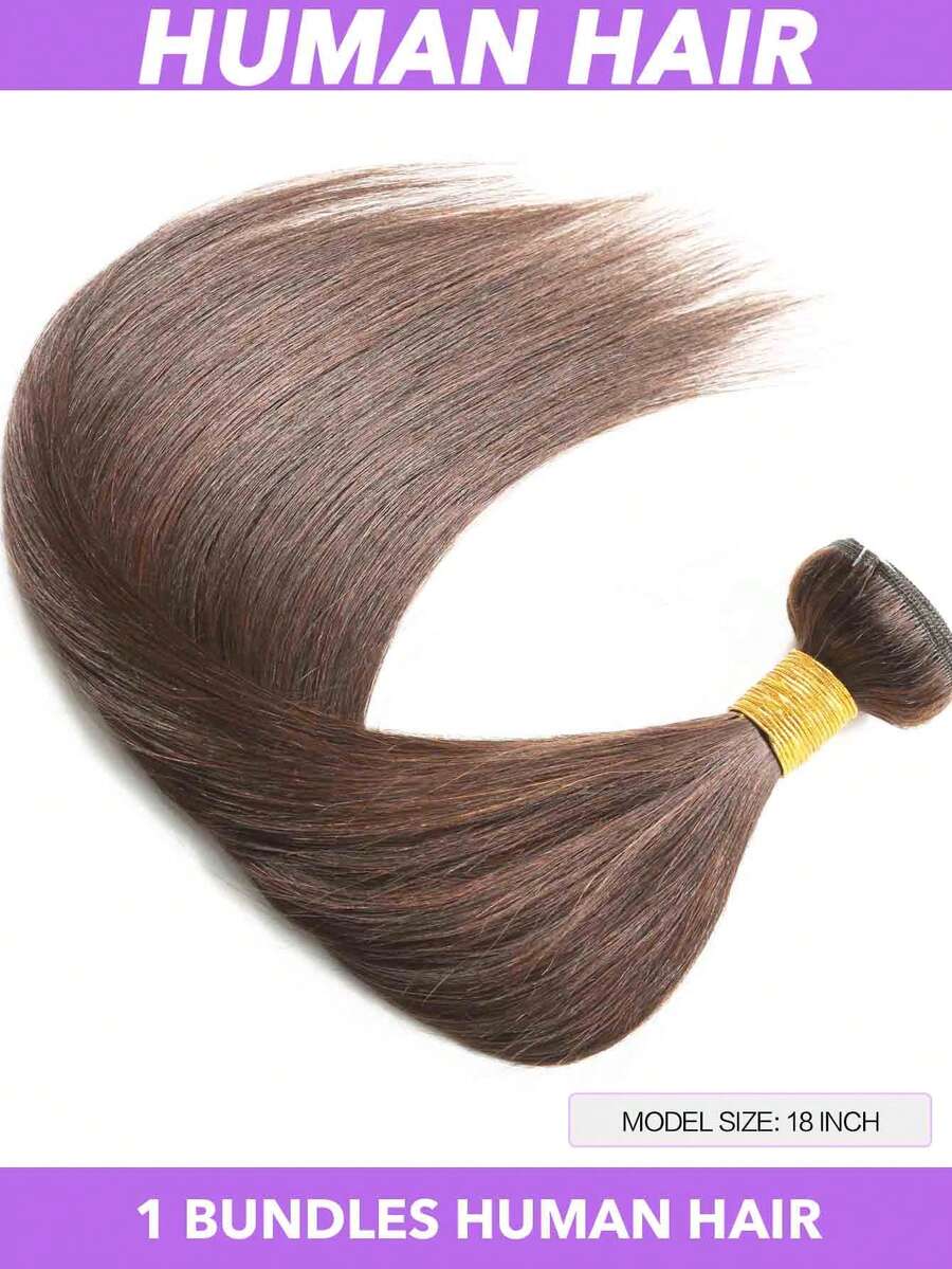 8A级直发发束，18英寸巴西真人发束，未经加工的处女发，直发编织，8-22英寸，巧克力棕色，4号色