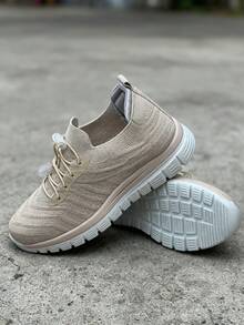 Zapatillas deportivas, zapatillas deportivas casuales, tela de malla transpirable, zapatillas deportivas cómodas y casuales, combinación de moda, tres colores disponibles, zapatillas deportivas casuales diarias OS022 - Beis - Ver 6