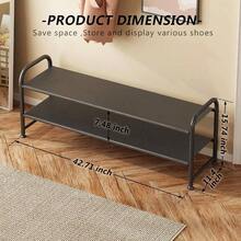 Shoe Rack 3 Tier Long Storage Organizer Wide Metal Shoe Shelf Closet Entryway Black - 2 Tier + Black - View 3