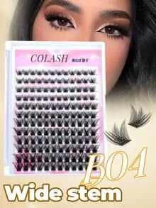 Colash-12 filas 144 piezas de racimos de pestañas individuales con rizo D de 8-16 mm. Kit de extensión de pestañas individuales extra gruesas, esponjosas y de aspecto natural reutilizables para uso personal en el hogar o en movimiento para la vida diaria, bodas, citas, fiestas, viajes y primavera. Racimos de pestañas, pestañas individuales, pestañas postizas - Negro - Ver 9