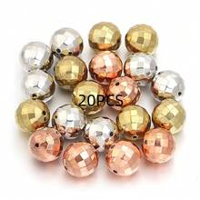 20-200pcs/Pack CCB Round Faceted Disco Ball Beads, Multi-Size, Fashion Classic Casual Gold & Silver Jewelry Making DIY Beads, Spacer Beads For Bracelets, Necklaces, Crafts, Decorations, Pendants, Wholesale Beads - Faceted Round Beads - View 19