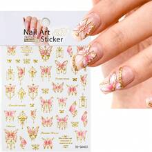 1 pieza Pegatinas de arte de uñas 5D en relieve, 1 hoja Pegatinas de uñas de mariposa de lujo con estampado en caliente 5D autoadhesivas, Suministros de uñas DIY para diseños de uñas impresionantes