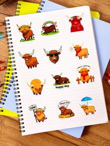 56 miếng dán hình gia súc vùng cao bằng nhựa vinyl thẩm mỹ dùng để dán sổ lưu niệm, nhật ký, máy tính xách tay, cản xe, ván trượt, bình nước, máy tính, điện thoại, phim hoạt hình, mũ bảo hiểm, nhãn dán và đề can ô tô - Nhiều màu - Xem 10