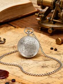 Steampunk Plain Pocket Watch, Black Quartz Necklace Pocket Watches Chain For Men And Women, Birthday, Wedding And Anniversary Gifts - A - View 6