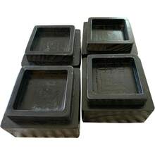 Set Of 4 Walnut Wood Bed Risers - 2 Inch Height, Black Square Furniture Lifts - Black - View 1