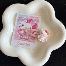 Sanrio 15件套Hello Kitty粉色发夹套装，可爱毛绒猫嘴发夹，日式侧边发饰，情人节礼物，Hello Kitty头饰