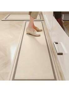 Rectangular Kitchen Floor Mat, White, Floor Protective Pad