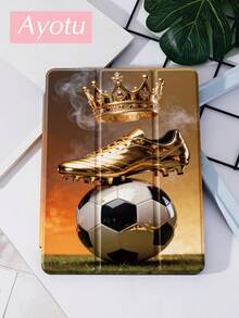 Soccer Football, Crown, Football Shoes IPad Case Compatible With IPad 10.2 Inch 2021/2020 IPad 9th/8th Generation,Compatible With Samsung Galaxy Tab A8 10.5 Inch 2022,With Pen Holder,Supports Automatic Sleep/Wake Lid,Fashion Protective Case - Multicolor - View 3