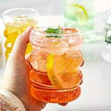Conjunto de 9 copos de vidro canelados com canudos de vidro, copos de café gelado estéticos de grande capacidade, copos de vidro ondulados com bolhas, copos de vidro canelados, copos de cerveja, copos de refrigerante para coquetel, presente de Natal, utensílios para bebidas de cerveja, café gelado, conjunto de copos de vidro, copos com design ondulado, utensílios para bebidas modernos, textura canelada - Multicolorido - Ver 6