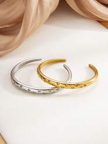 1件/2件装不锈钢手链，奢华优雅风格，星形设计镶嵌水钻，朋友礼物套装，男女皆宜，女士手链，高品质女士手链，女士手链，可叠戴手链，情侣礼物 - 手鐲 - 查看 7