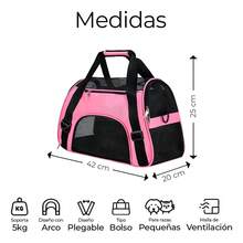 Transportín para gatos, transportador de viaje para mascotas con bordes suaves, cómodo, portátil y plegable, bolso para mascotas para gatos, perros y cachorros, aprobado por aerolíneas (tamaño pequeño). - Rosa - Ver 4