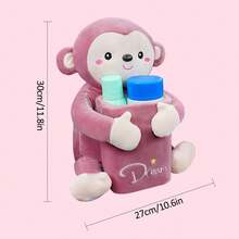 Large Capacity Tissue Box With Dark Pink Plush Monkey Design: Waterproof Organizer For Car And Bathroom, Ideal For Stylish Decoration. - 彩色 - 查看 2