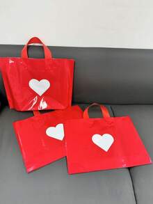 10pcs Valentine's Day Red Heart Shaped Gift Bags, Tote Bags, Shopping Bags, Foldable Reusable Portable Handbags, Gift Packaging Bags For Lovers, Suitable For Valentine's Day, Parties, Weddings, Birthdays, Mother's Day And Other Occasions - Multicolor - View 5