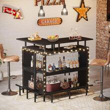 Clóset Para Bar Forma L De Café Moderno Gabinete 107cm - Negro - Ver 6