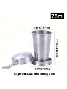 75毫升/150毫升不锈钢折叠杯，伸缩杯，超轻不锈钢折叠杯，带钥匙扣盖 - 便携可折叠旅行杯，适合户外露营、徒步旅行和野餐 - 配有EVA收纳盒，方便存放，也可用于户外和紧急情况下的饮水 - 彩色 - 查看 11