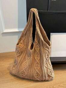 Yogodlns Crochet Bags Women Summer Beach Tote Bag Aesthetic Tote Bag Hippie Bag Knit Bag Fashion Must-Have: Women Crochet Knit Tote Bag, Hollow Out Handbag, Beach Travel Shoulder Bag, -Friendly Large Capacity Shopping Bag With Sand-Shaking Design, Students And Female Tourists In Outdoor Activities, Traveling And Shopping, Vacation Essentials, Perfectly Matching With Beach Accessories Women, Summer, Vacation & Beach JO7D - 駝色 - 查看 4