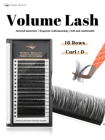 16 Rows Volume Eyelash Extensions D Curl Natural Classic Matte Black Fake Lashes Kpop Russian Christmas Ramadan Soft Personal Artificial Mink False Lashes Premade Premium Cashmere Individual Beauty Salon Lash Trays Stylists