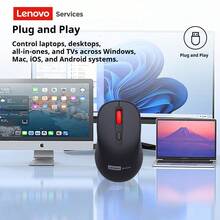 Chuột không dây Lenovo N02 Kết nối không dây 2.4G, Khả năng chống nhiễu mạnh mẽ với 4 nút bấm, Chế độ ngủ thông minh giúp kéo dài thời lượng pin, Di động để sử dụng tại văn phòng, Máy tính xách tay quang học, Máy tính để bàn và Máy tính bảng. - màu đen - Xem 1