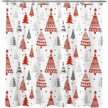 Cortina De Ducha De árbol De Navidad, Decoración De Baño De Invierno, Cortina De Ducha De Tejido De Poliéster Impermeable con 12 Ganchos, 71 x 71 Pulgadas - Árbol de Navidad 02 - Ver 8
