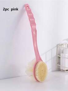 1/2 pezzi Spazzola da bagno a doppia faccia con manico lungo e setole morbide, spazzola esfoliante e massaggiante 2 in 1 per le zone difficili da raggiungere, costruzione durevole adatta a uomini e donne di tutti i tipi di pelle, accessori per doccia e bagno
