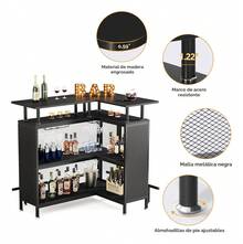 Clóset Para Bar Forma L De Café Moderno Gabinete 107cm - Negro - Ver 3