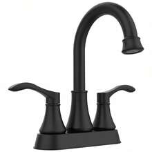 锌合金双鹰嘴浴室水龙头，双孔冷热水混合阀面盆水龙头，现代奢华风格，专用于浴室洗手盆 - 黑色 - 查看 5