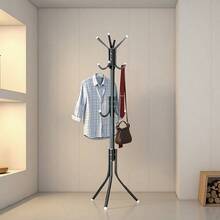 Vertical Coat And Hat Rack With 8 Hooks - 黑色 - 查看 2