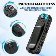 Cámara portátil inalámbrica para vlogging con visión nocturna y lente rotativa 180°, cámara deportiva portátil para actividades al aire libre como esquí, ciclismo, senderismo, también adecuada como cámara personal para vlogging o videocámara portátil - Negro - Ver 10
