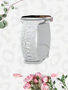 St.Siabe 1pc Unisex Fashion Carved Laser Embossed Paisley Pattern Monochrome Silicone Watch Band, Soft & Comfortable Waterproof Replacement Strap Compatible With Apple Watch Series SE/8/7/6/5/4/3/2/1 38mm 40mm 41mm 45mm 44mm 42mm 49mm - White - View 9