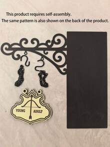 1件装 YOPPIX 书角酒馆标志牌 - 中世纪风格书架装饰，带悬挂支架，趣味书籍类型分隔牌，适用于家庭图书馆、书架整理和阅读角装饰