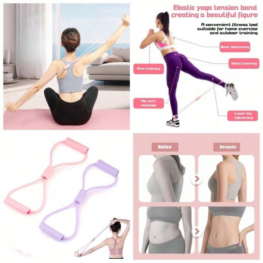 Ligas de Resistencia Profesionales 25 lbs, Bandas Elsticas en Forma de 8 para Ejercicio, Fisioterapia y Pilates - Morado - Ver 1