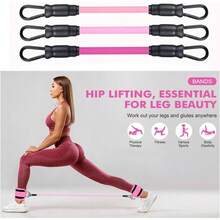 Bandas Elasticas Fitness, Barra de Pilates Multifuncional de 11 Piezas, Bandas de Tobillo para Entrenamiento, Equipo de Ejercicio Glteos para Mujeres Piernas y Glteos - HORA - Ver 4