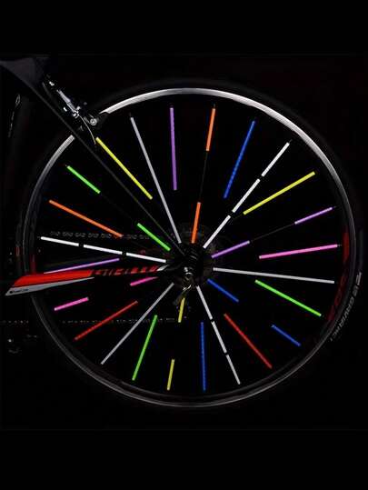 12pcs Reflective Bicycle Spoke Stickers Tube Strip Warning Light DIY Bike Wheel Decoration Cycling Reflective Safety Kit