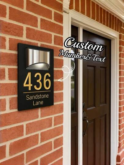 1pc Custom House Sign,Custom Solar House Signs,Personalized Modern Minimalist Door Signs,Solar LED Door Signs, Home Address Signs, Custom Acrylic Signs