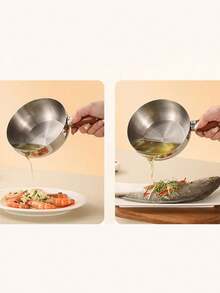 1pc Stainless Steel Cooking Pot, Home Pasta Pot, Kitchen Utensil, Chocolate Melting Pot, Butter Pot, Small Saucepan, Without Lid