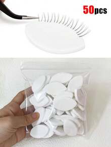 50 piezas Almohadillas de esponja suave para pestañas postizas - Esponjas de maquillaje reutilizables, adecuadas para principiantes, entrenamiento y herramientas de extensión de pestañas, esponjas para practicar la forma del ojo, esponjas de maquillaje suaves y flexibles, con diseño de diagrama de pestañas, adecuadas para principiantes y técnicos de pestañas, para práctica y mejora de habilidades, reutilizables, herramientas de maquillaje y herramientas de maquillaje de ojos, adecuadas para uso en salón.