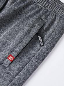 Men's Sports Sweatpants, Fashionable Drawstring Waist Zipper Pockets Printed, Suitable For Running And Everyday Wear - Dark Grey - View 10