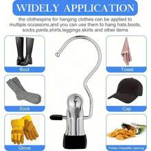 5/20pcs Stainless Steel Multi-Use Clips With Hooks - Portable Hangers For Laundry, Pants, Hats & Skirts - 360° Rotating Storage Organizer - Multifunctional Clothes Hanger - 白色 - 查看 5
