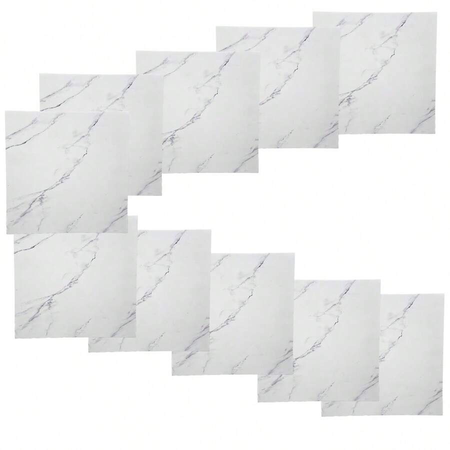 Placa Adesiva Autocolante Marmore Falso Kit 10 Uni Papel Parede Decoraçao Sala Estar Cozinha Banheiro Obra Reforma Casa - Branco - Visão 1