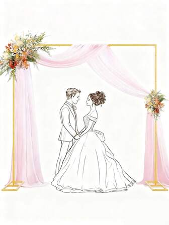 一套金色方形婚礼装饰相框，金属方管底座组合，坚固的支撑架，适用于婚礼花卉、气球装饰、情人节、生日、毕业派对装饰