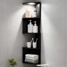 5-Layer PVC Wall-Mounted Corner Floating Bookshelf - 33inch L-Shaped Space-Saving Storage Rack, No Drilling Installation Required, Durable And Easy To Clean, Modern Design Suitable For Living Room, Bedroom, Bathroom, Home Office Decoration - Perfect Easter Gift, Bookshelf Decoration, Bedroom Storage, L-Shaped Design, Easy-To-Clean Material, No Drilling Setup, Practical Storage Rack - màu đen - Xem 13
