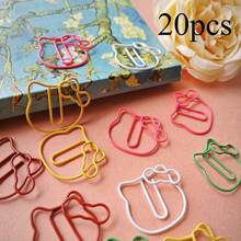 20 sztuk spinaczy do papieru Kawaii Cat dla miłośników kotów, losowe 5-kolorowe metalowe spinacze do zakładek, urocze upominki na imprezę i artykuły szkolne, zestaw upominkowy w hurtowych ilościach