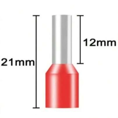 Kit Terminais Tubular Ilhós 10mm Simples - 1000pçs Vermelho