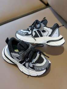 1 Pair Kids' Fashion Versatile Casual Non-Slip Classic Hook And Loop Sports Shoes - Black - View 3