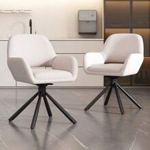 Drehbar,Sherpa-Stoff, 2er-Set,Mit Handläufe,Modern Und Schlicht,Esszimmerstuhl,Weiss - White3 - View 4